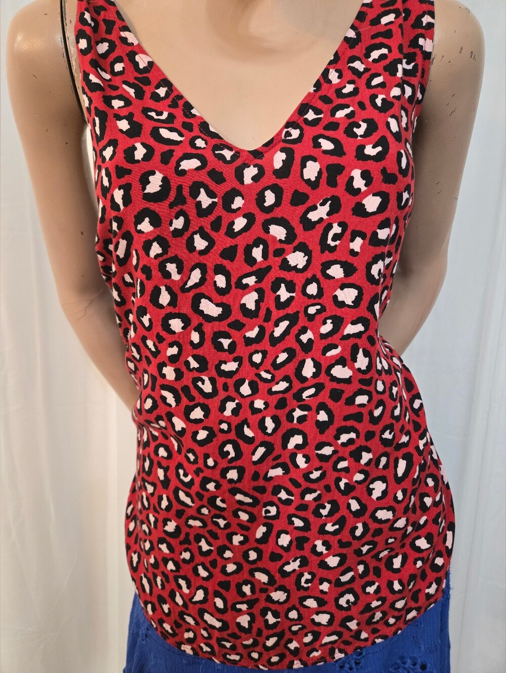 Old Navy Red Leopard Print Sleeveless Top